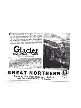 Print Ad Glacier National Park Northern Railroad 1920s Summer Travel Vintage